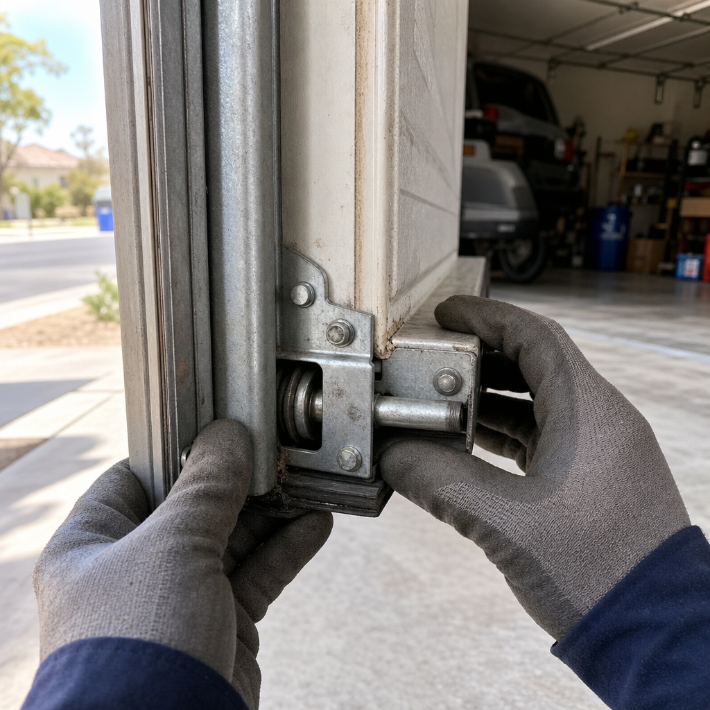 Garage door roller and track repair by a professional